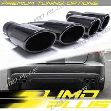 Pair 60mm Inlet Dual Exhaust Muffler Tips For Audi A4 B8 B9 A5 A6 Q5 Allroad