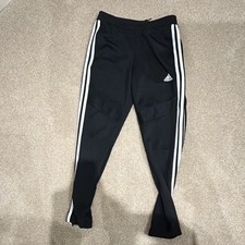 adidas Black/White Striped Track Pants Youth Medium