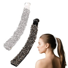 2 Stück Bananenspange, Strass Perlen Banane Haarspangen, Vintage Fischschwanz Ha