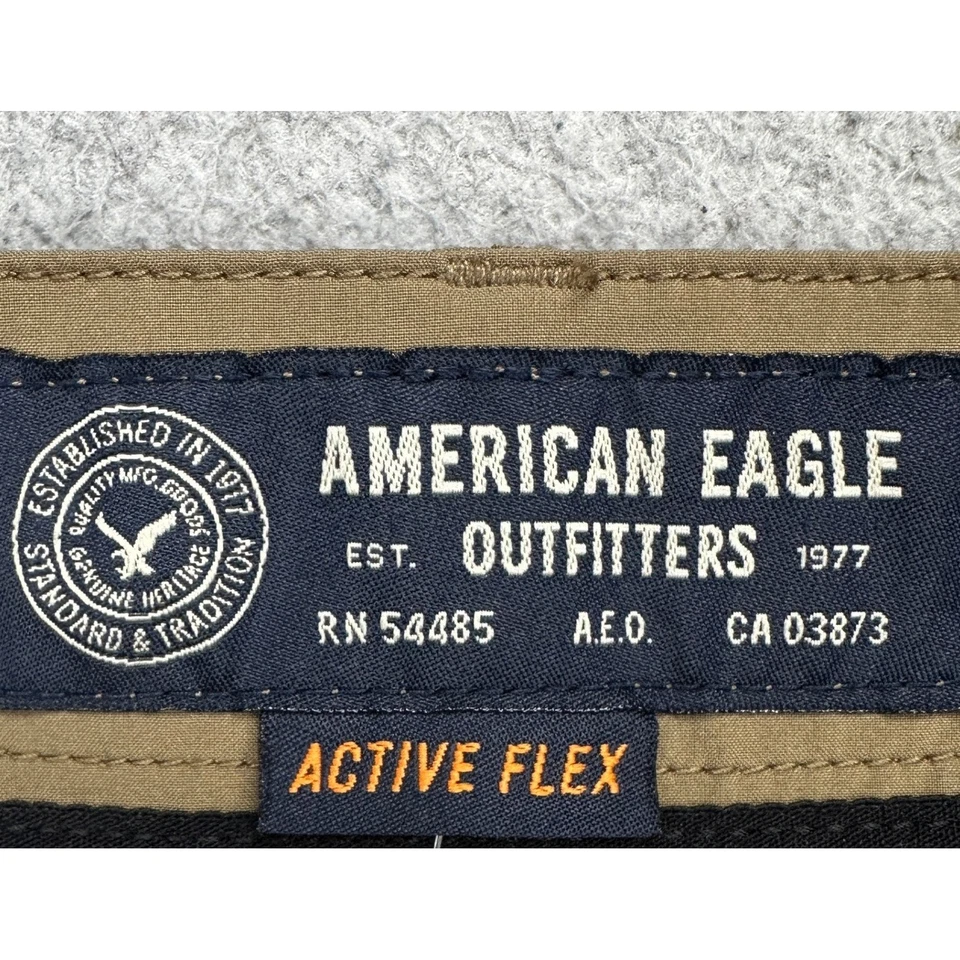 Pantalones Cortos de Senderismo American Eagle Para Hombres Active Flex 30 Marrón Performance Tech Elastizados Foto 3 de 4