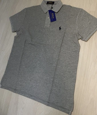 Polo Ralph Lauren Herren Polo M Grau Kurzarm mit Logo Neu mit Etikett - Bild 1 von 3