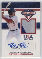 2017 USA Baseball Stars & Stripes Laundry Tag /8 Bryson Brigman Patch Auto 0i76