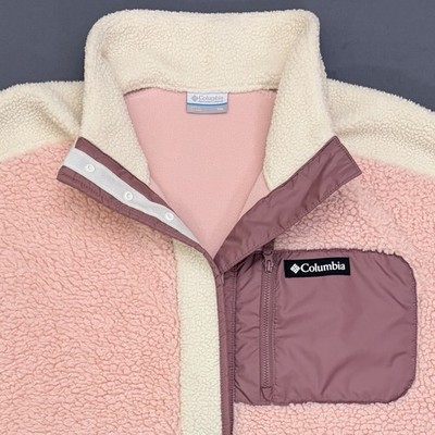 Columbia Women's Lodge Sherpa Half Snap Pullover Fleece XXL Chalk Dusty Pink