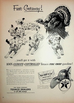 Original Vintage Print Ad: Ft. Dalmatian's Puppies running from Turkey