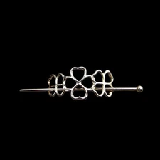 Four Leaf Clover Stick Barrette with Clover Shaped Weave & Coordinated Slide