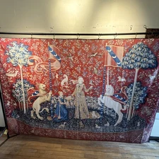 As seen onHarry Potter Hogwarts Gryffindor Common Room Lady Unicorn Fabric Print