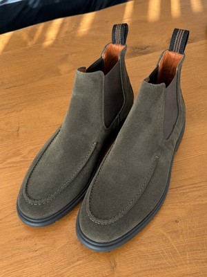 NEU Mey & Edlich Chelsea Boots Herren Gr. 41 Wildleder Dunkeloliv Leder