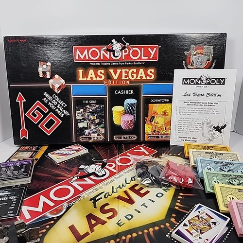 Monopoly Las Vegas Edition 100% Complete Board Game 2000 Parker Brothers - Picture 2 of 23