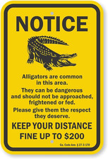 Aluminum Warning Sign Alligators Common Fine Up To 200 Weatherproof Metal