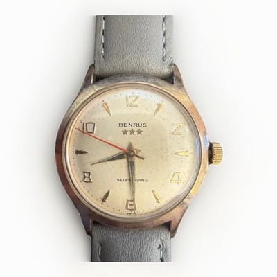 Vintage 1960s Benrus Three Star Automatic Mens Watch 17 Jewel 7035