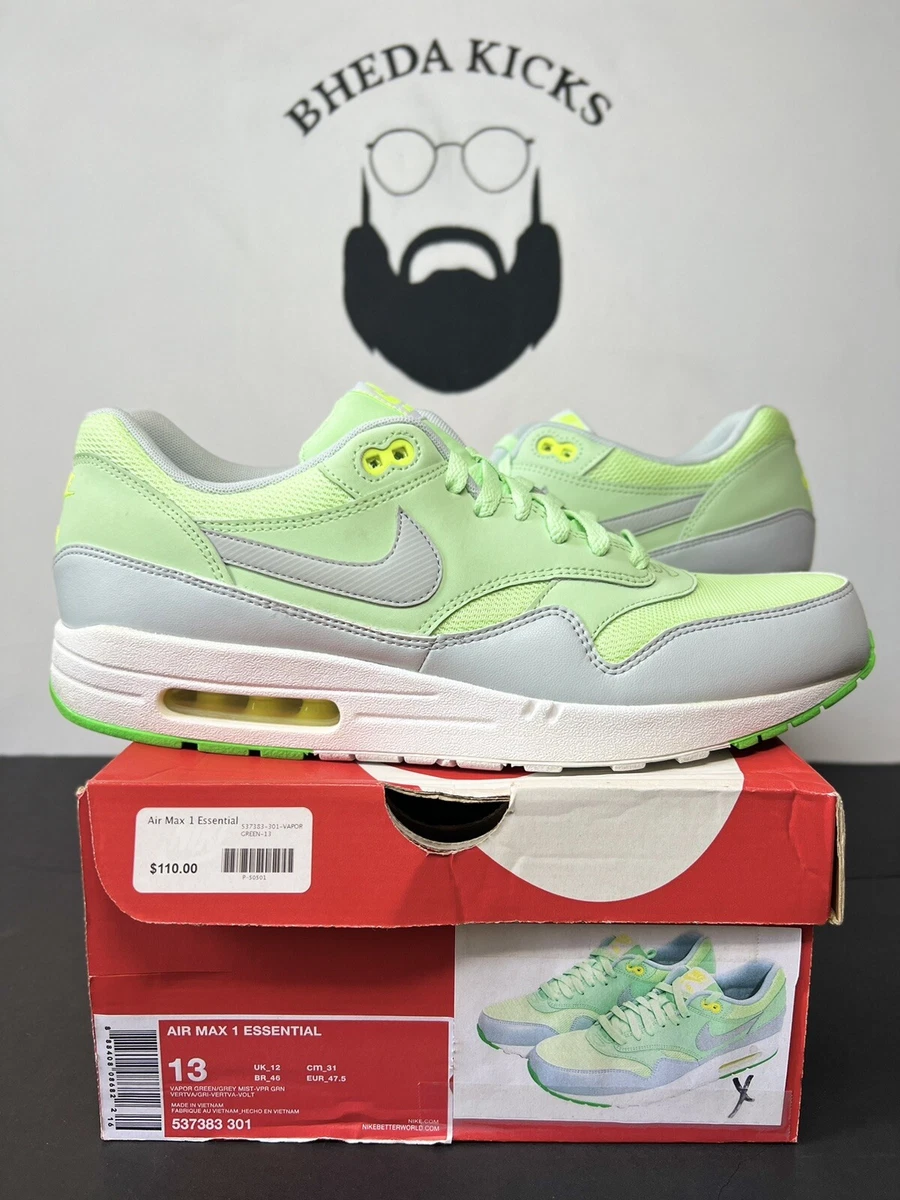 Nike Air Max 1 537383 301 Vapor Green Grey White Mens size 13