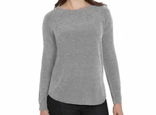 Ellen Tracy Knitted Mineral Tweed Gray Sweater Size L Long Sleeve