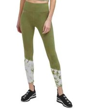 DKNY NEW Sport Women's Tie-Dyed-Hem Active YOGA 7/8 Leggings Green Size S 60