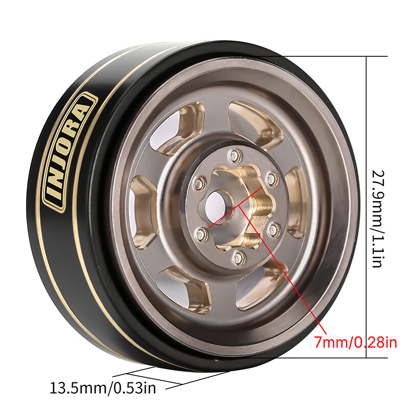 INJORA 1.0 Plus Beadlock Brass Wheel Rim Tire for AX24 TRX4M INJORA 1.0 Plus Beadlock Brass Wheel Rim Tire for AX24 TRX4M