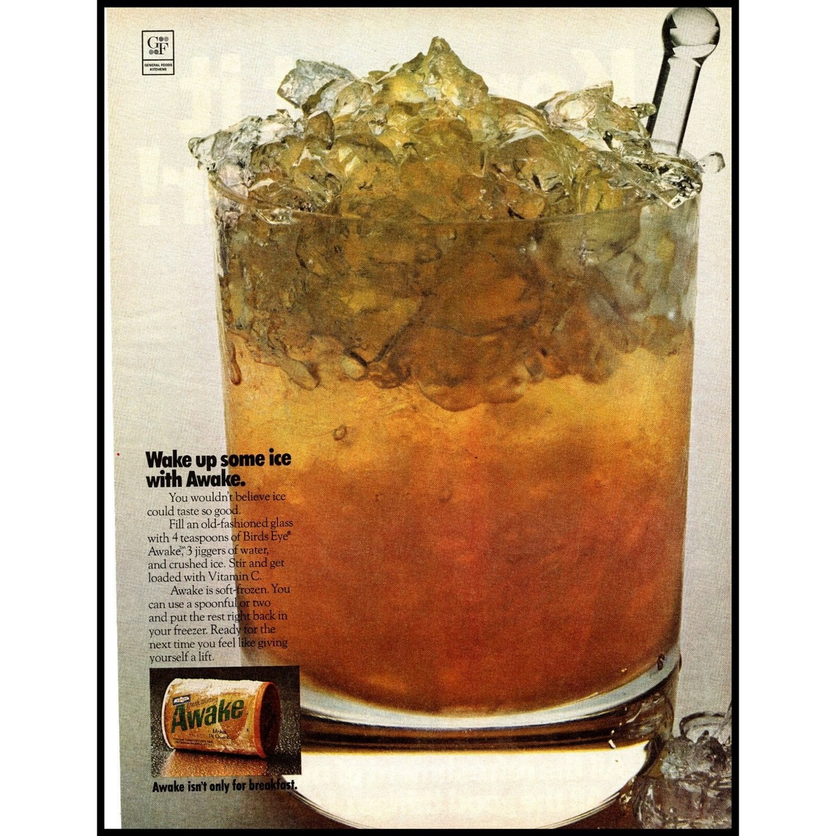 1970 Bird&rsquo;s Eye Awake Frozen Concentrated Orange Juice Drink 