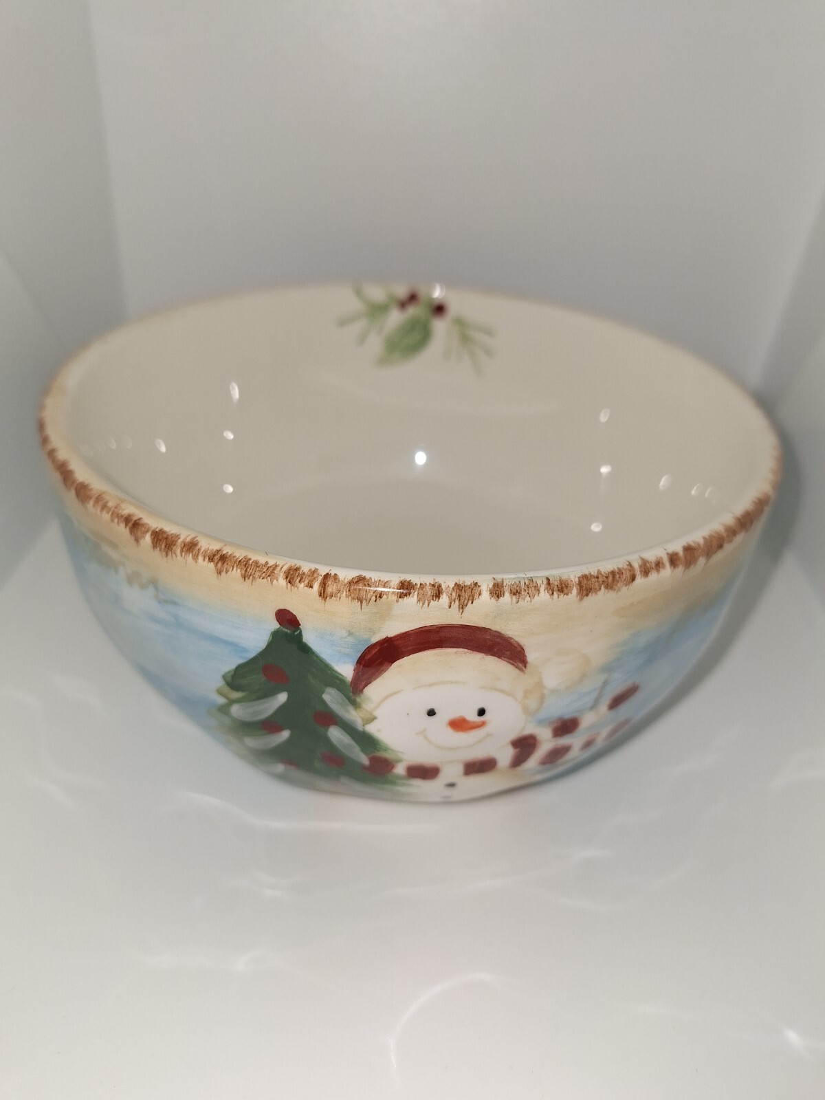 Snowman by Maxcera “Merry Christmas“ Soup/Cereal Bowl With Tree, 1 Bowl