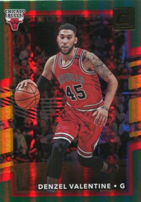 2017-18 DONRUSS HOLO GREEN YELLOW LASER DENZEL VALENTINE BULLS PARALLELS - A270