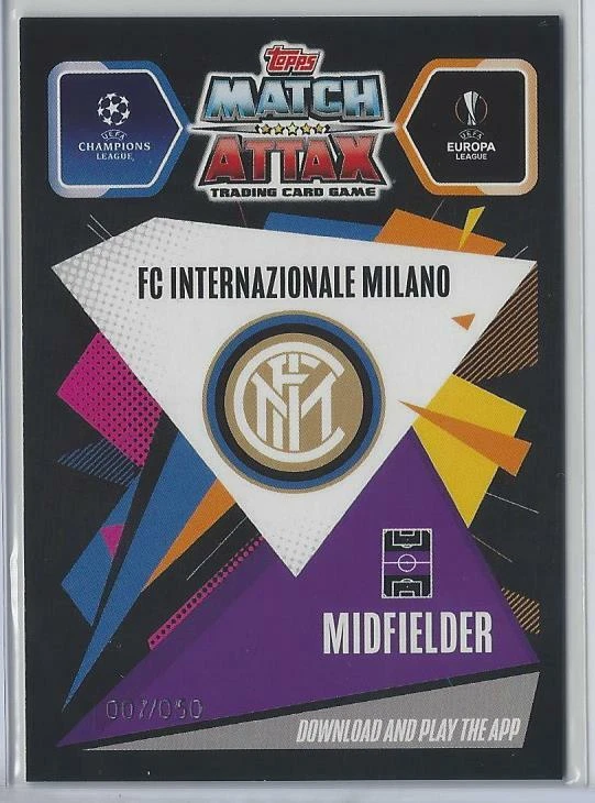 2020-21 Topps Chrome Match Attax Wesley Sneijder Gold Refractor 50 Legend Milano - Image 2 of 2
