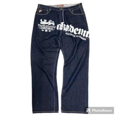Embroidered Wide Leg Akademiks Jeans Men