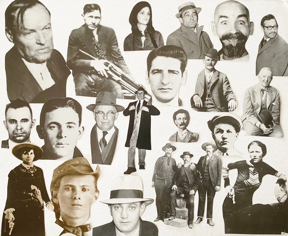 Famous Mobsters Murderers Creepy Killer Men Faces Old Photo Clippings Paper Lot - Image 4 of 4