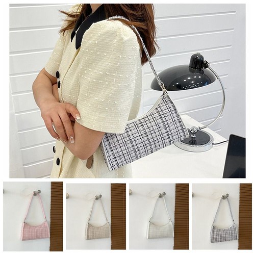Checkered Pattern Underarm Bag Cloth Messenger Bag Fashion Crossbody