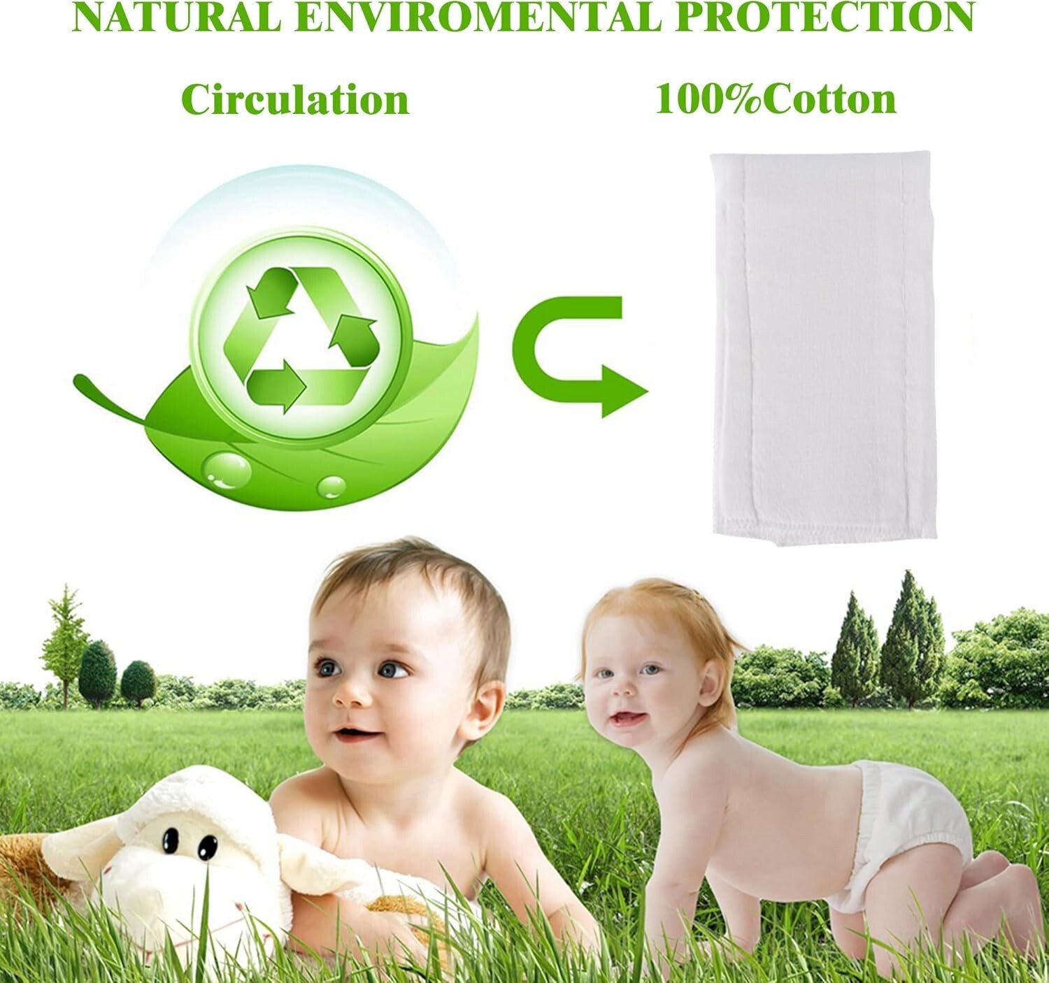 Multi-Use 3-Ply Cotton Prefold Diapers - Perfect for Babies to Toddlers, 12 Pack