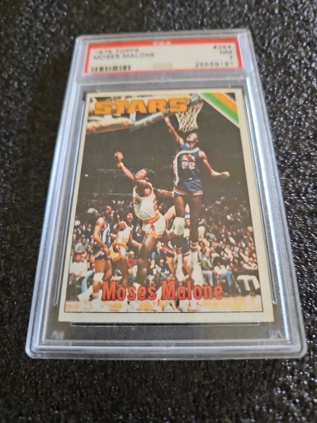 MOSES MALONE PSA 7 NM 1975 TOPPS Basketball HOF ABA Rookie Card #254 Utah Stars