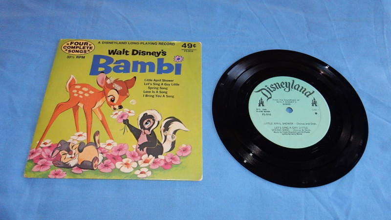 Disneyland Walt Disney's Bambi 33 1/3 RPM Vinyl Record FS-916 4 Songs