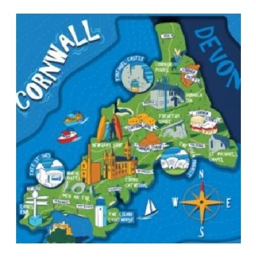 ELGATE Cornwall Map Fridge Magnet Cornish Wood Souvenir Gift County Lands End St Ives