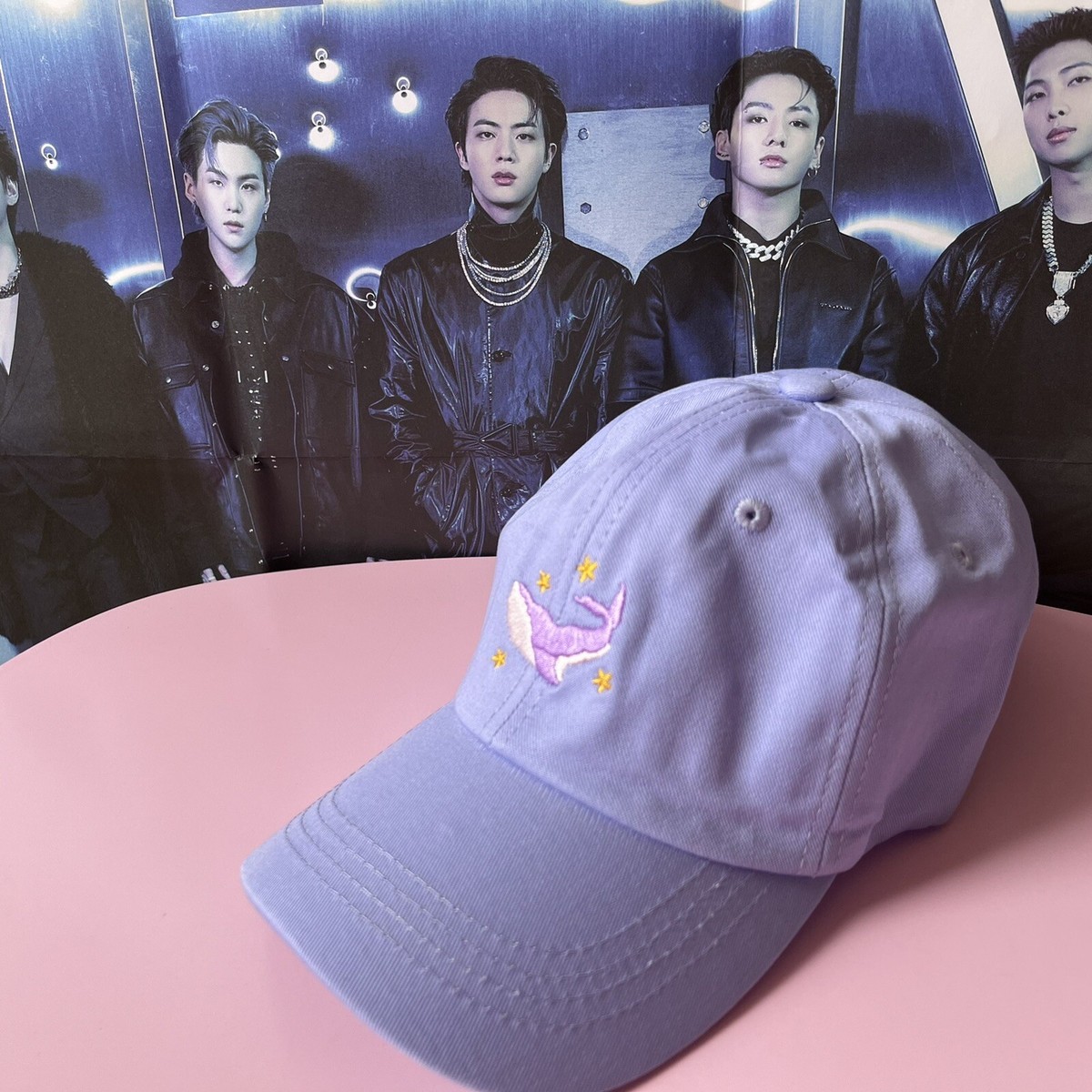 Unofficial BTS 10th Festa purple whale baseball cap hat. Bangtan