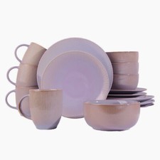 16pc Reactive Glaze Purple Dinner Set