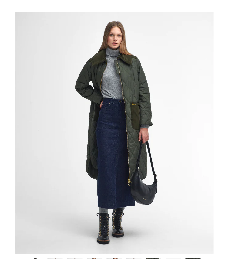 Barbour Malton Longline Quilted Coat MSRP$468 Warm +