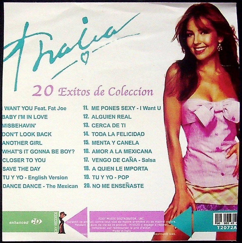 THALIA 20 ÉXITOS DE COLECCIÓN CD, NO CASE, TRIMMED COVER, 20 TRACKS Foto 2 de 2