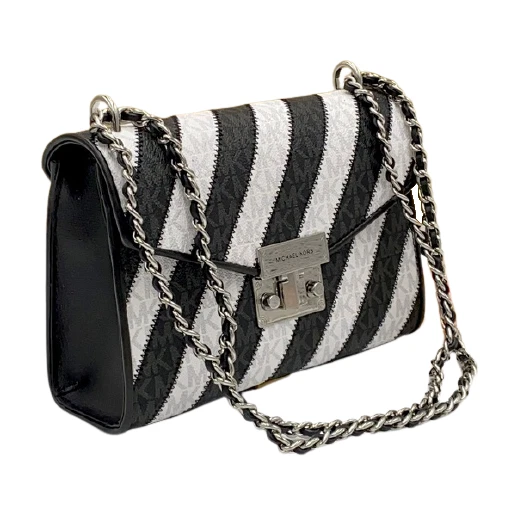 Michael Kors black and white stripes bag