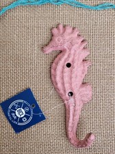 Cast Iron Seahorse Wall Hook Pink