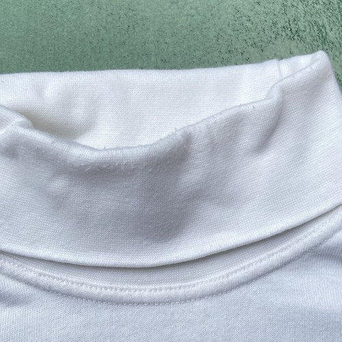 Vintage 90s Fruit Of The Loom Turtleneck Top Large White Embroidered Roll Neck - Picture 12 of 12