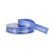 Celebrate It Happy Hanukkah ribbon blue with silver 5/8 in x 30 ft craft bow