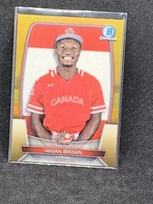 2023 Bowman Chrome Dasan Brown WBC Canada Variation Gold Refractor /50 Blue Jays