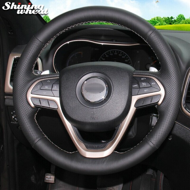 Black Genuine Leather Car Steering Wheel Cover for Jeep Grand Cherokee