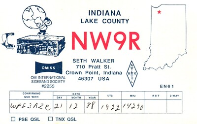 Lake County Crown Point Indiana NW9R QSL Radio Card Postcard