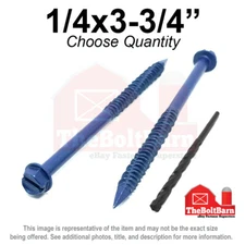 1/4x3-3/4" Slotted Hex Washer Head Phillips Piercing Point Concrete Screws Blue