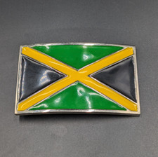 Vintage Jamaican Flag Metal Belt Buckle Black Yellow Green