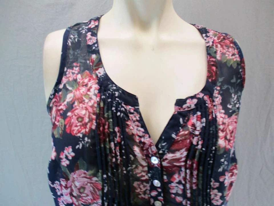 Blusa Henley Maternidad Talla S Mujer Negra Floral Sin Mangas Maternidad Top6G698 Foto 2 de 4