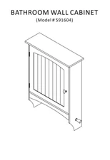 Yahee Tech Bathroom Wall Cabinet Single Door w/ Crossbar & 2 Shelves WHITE