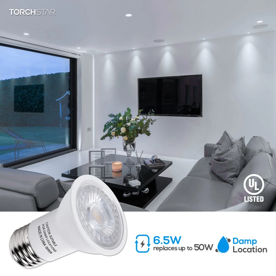 12-Pack PAR16 LED Spotlight Bulb, Dimmable 6.5W=50W Track Light Bulbs 5000K - Image 2 of 4