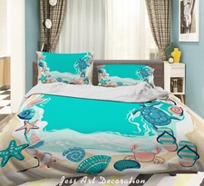 3D Beach Sea Turtle Conch Crab Quilt Cover Set Duvet Cover Bedding Pillowcases