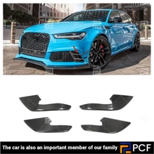 REAL Carbon Front Bumper Splitter Canards Fins Lip For Audi A6 RS6 RS7 2012-2016