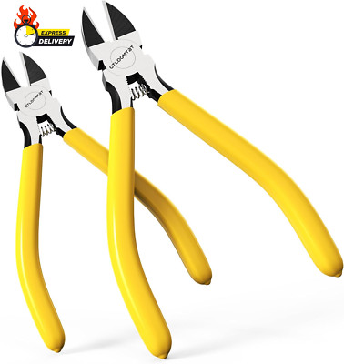 6-In and 5-In 2 PCS Ultra Sharp Compact Wire Cutters with Long Flat Nose Pliers 