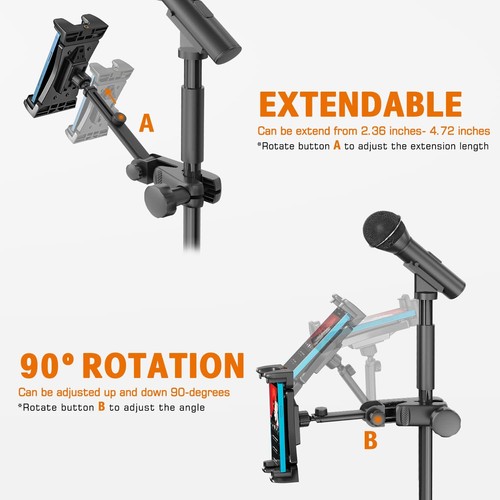 JUBOR Tablet Holder for Microphone Stand Mic Music Stand Tablet Holder for iP... - Picture 2 of 7