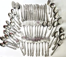 Vintage 60 Piece Lot of Mixed Stainless Steel Floral Flatware